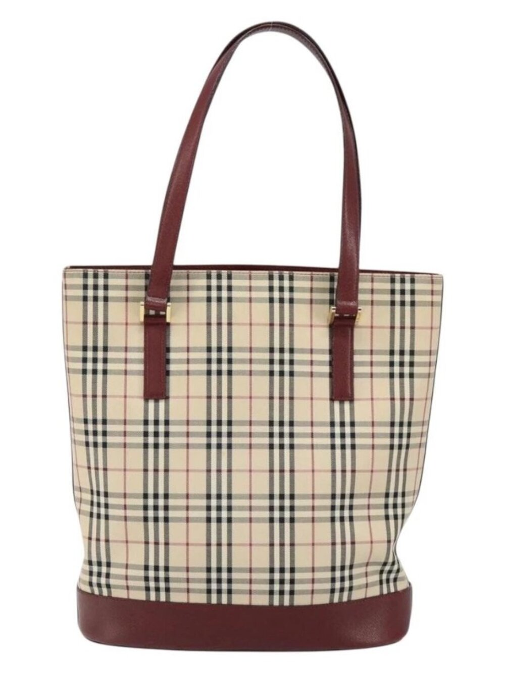BURBERRY Nova Check Tote Bag Canvas Leather Beige Gold - Picture 3 of 16